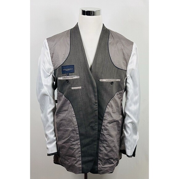 Banana Republic 44R Modern Fit Sport Coat 100% Wool Gray Herringbone Two Button - Picture 7 of 8